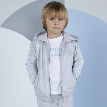 Boys White Logo Long Sleeve Top