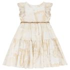 Girls Beige Geo Map Dress, 1, hi-res
