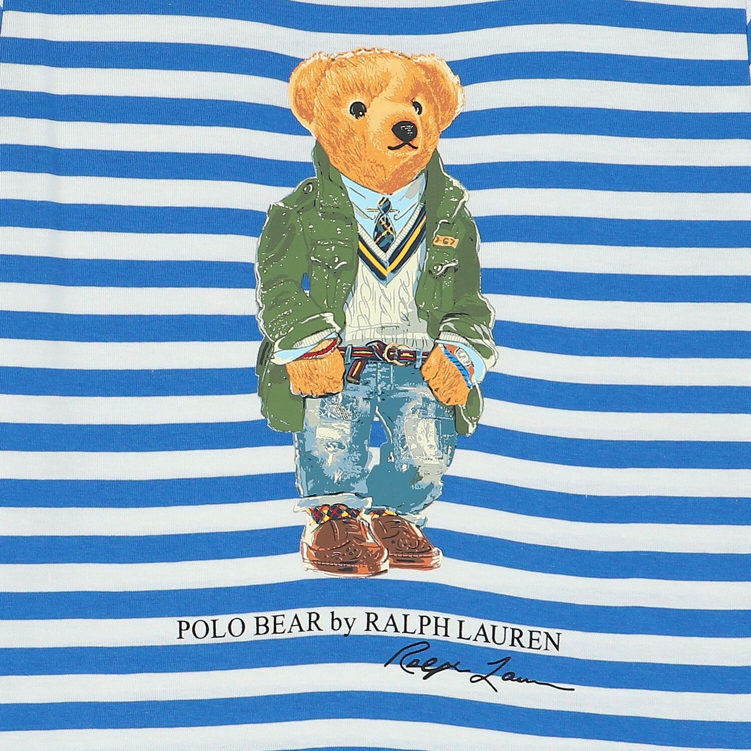 Boys Blue Striped Polo Bear T-Shirt, 1, hi-res image number null