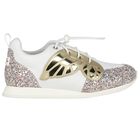 Girls White Embellished Butterfly Trainers, 1, hi-res