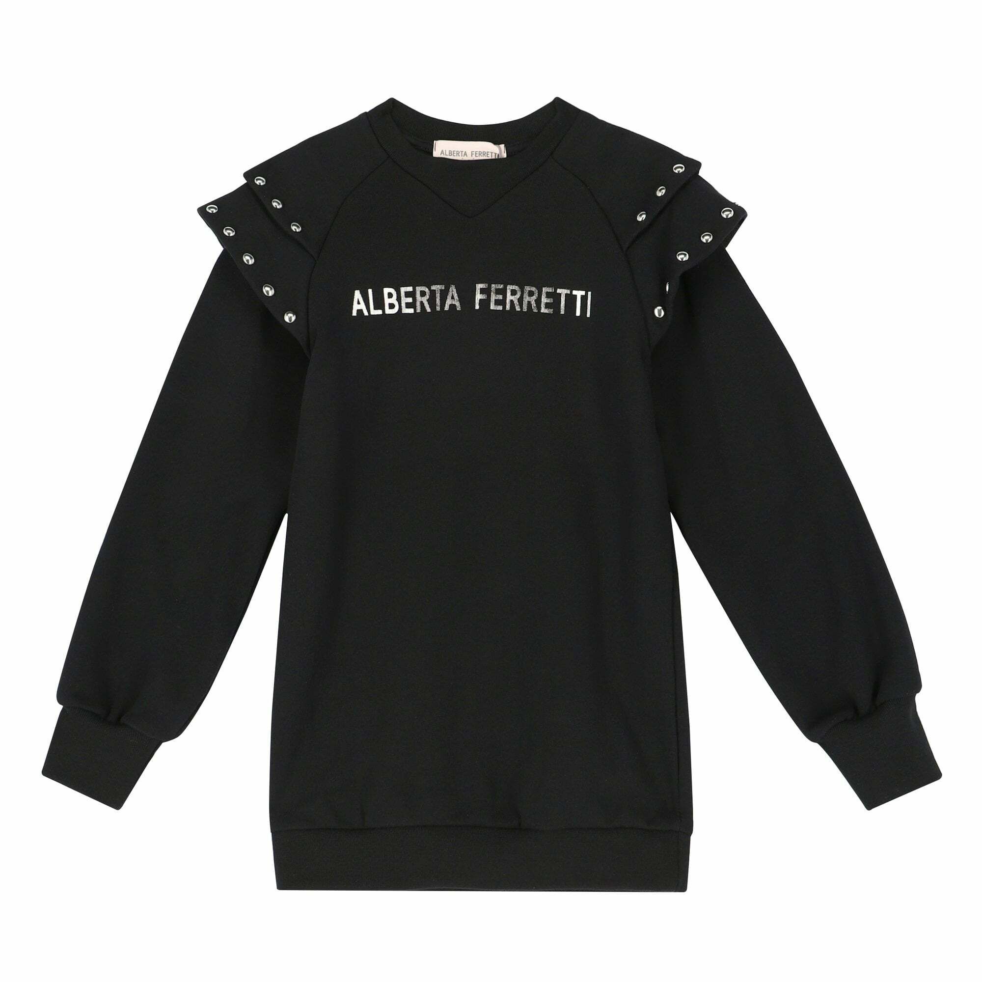 Alberta Ferretti Girls Black Logo Sweatshirt Dress Junior Couture UK
