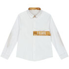 Boys White Logo Shirt, 1, hi-res