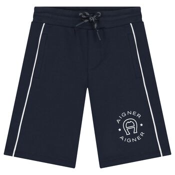 Boys Navy Blue Logo Shorts