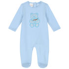 Baby Boys Blue Teddy Bear Babygrow, 2, hi-res