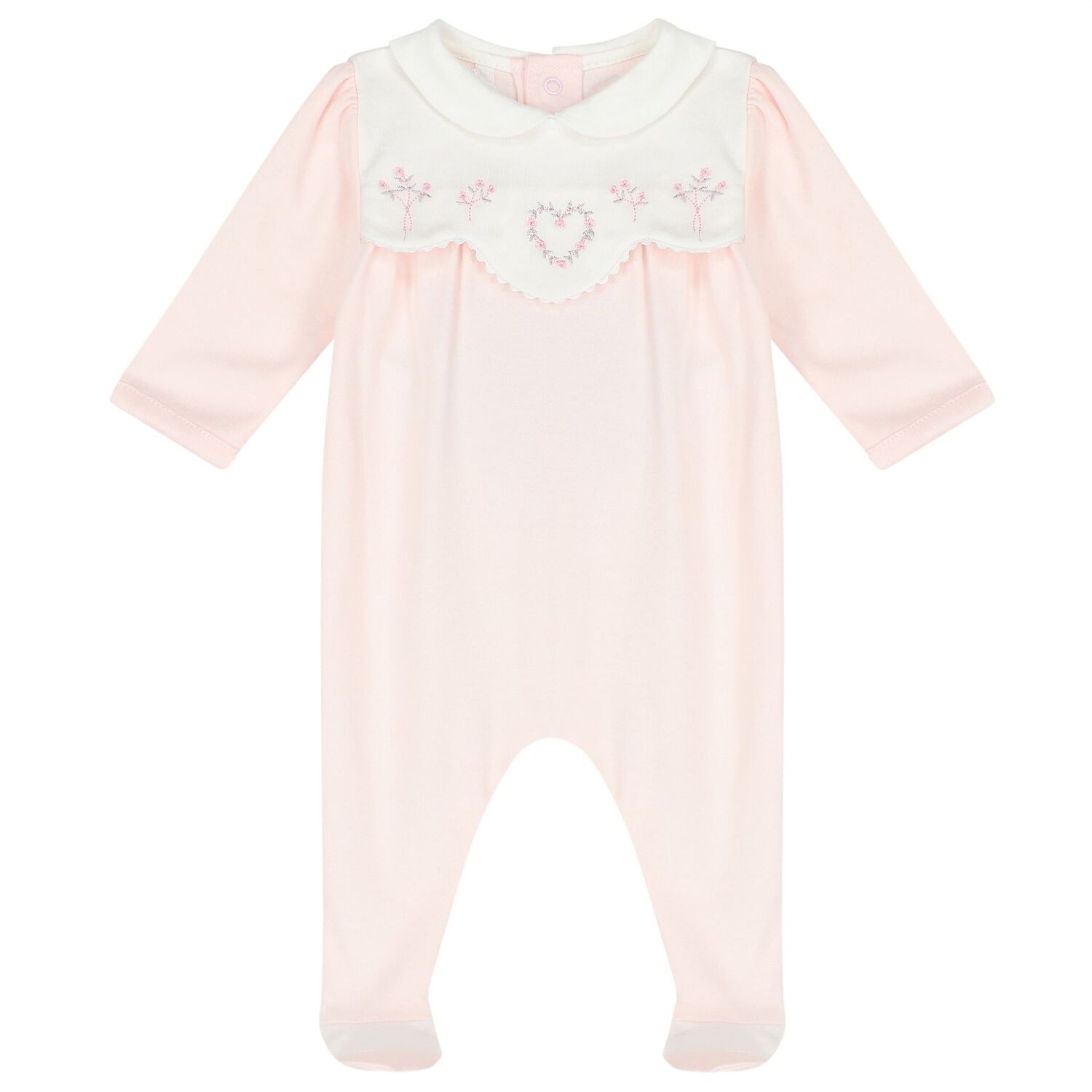 Baby Girls Pink Cotton Babygrow & Hat Set, 1, hi-res