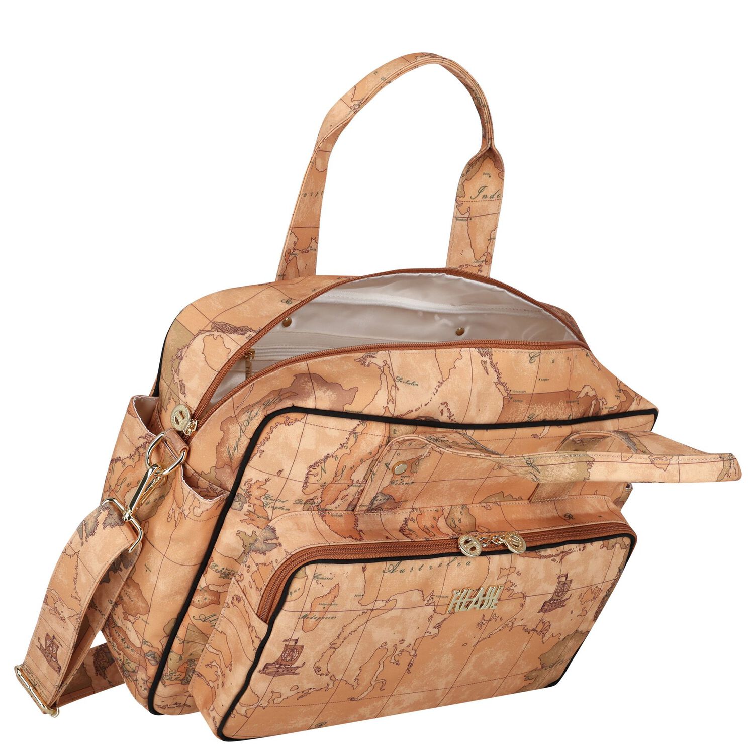 Beige Geo Map Baby Changing Bag, 1, hi-res