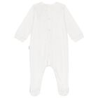 White Pleat Babygrow, 1, hi-res