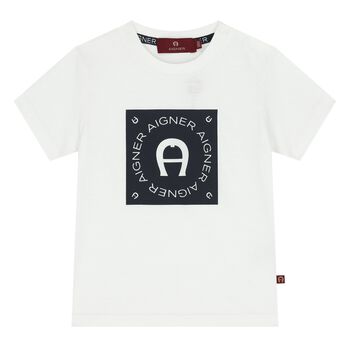 Younger Boys White Logo T-Shirt