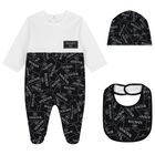 Black & White Logo Babygrow Gift Set, 1, hi-res