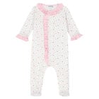 Baby Girls White & Pink Floral Babygrow, 1, hi-res
