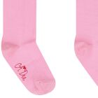 Girls Pink Satin Bow Knee High Socks, 1, hi-res