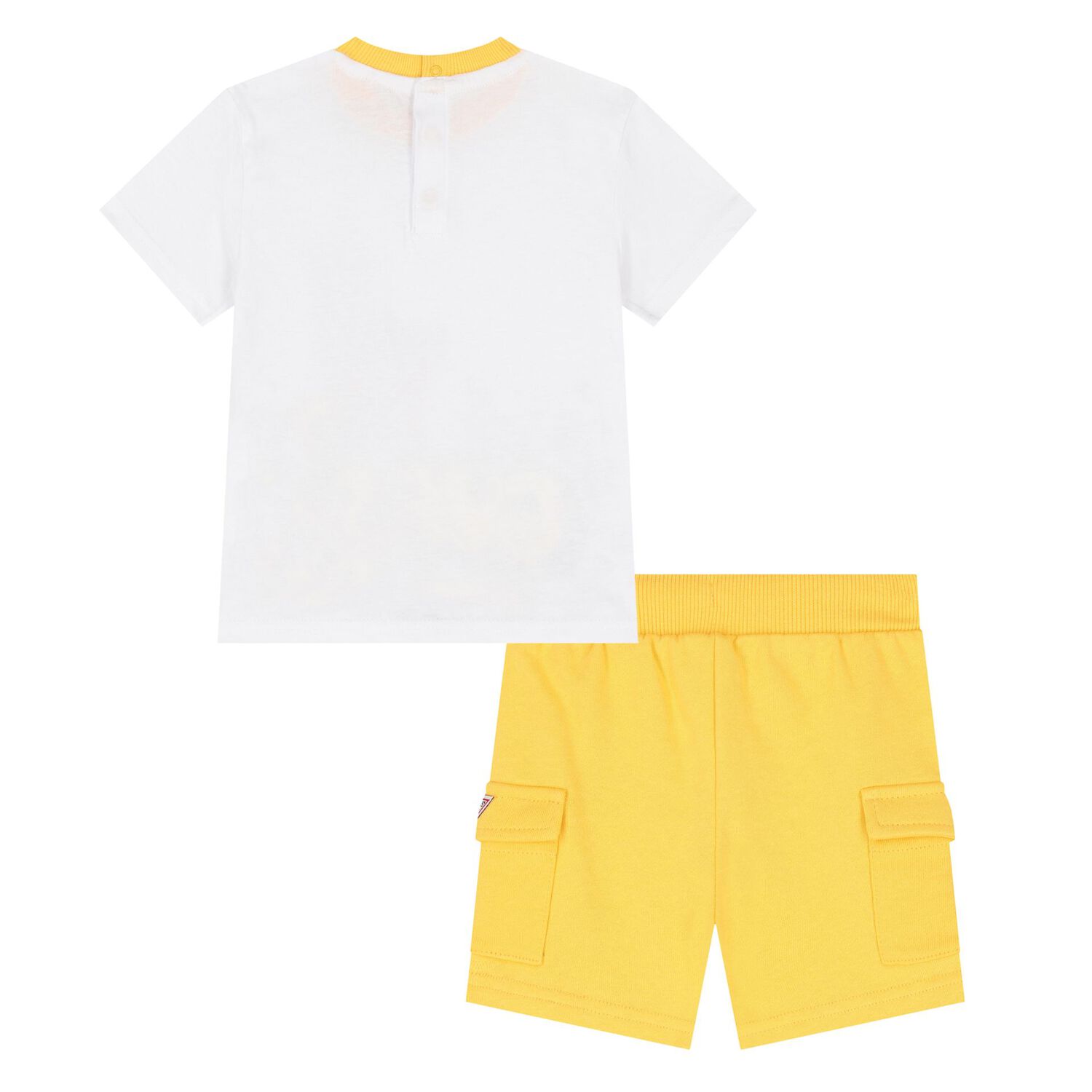 Younger Boys White & Yellow Logo Shorts Set, 1, hi-res