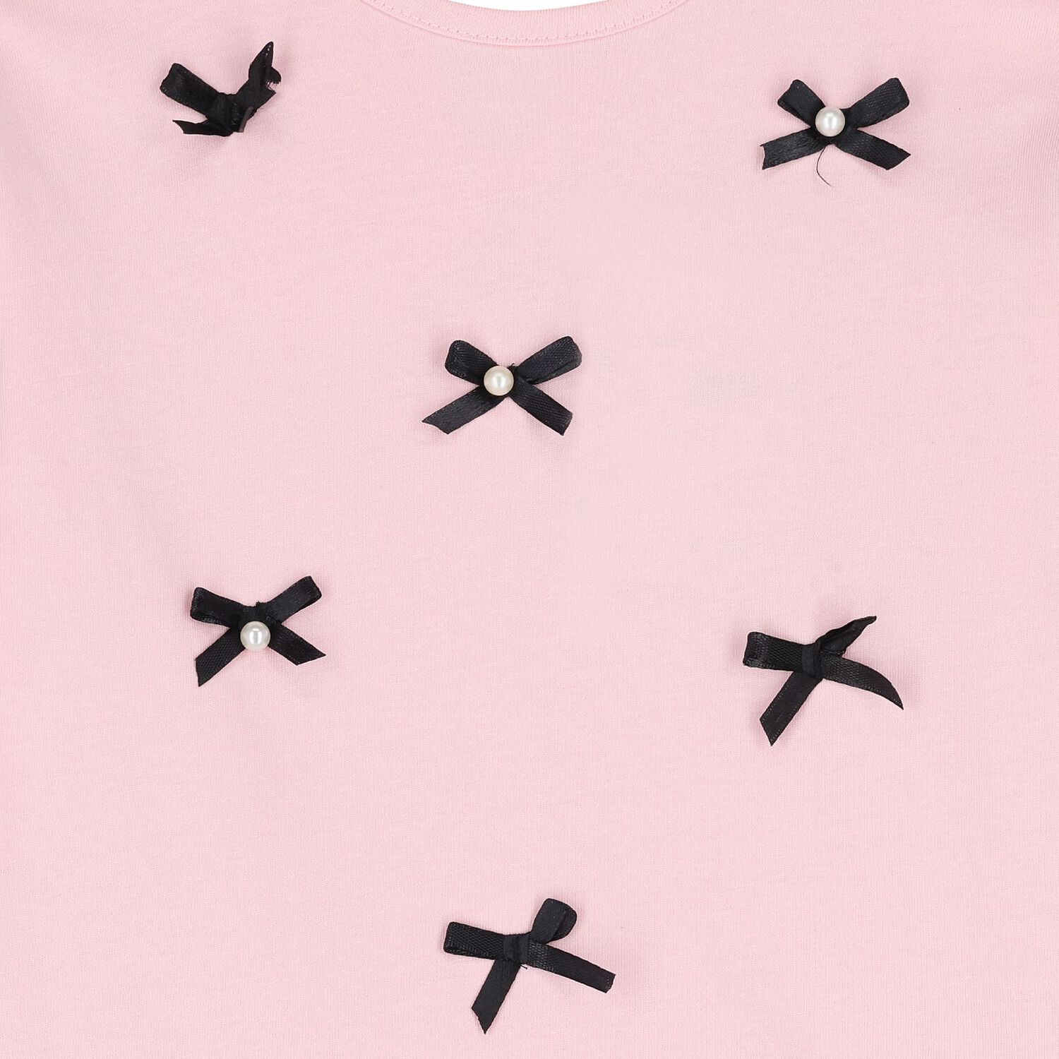 Girls Pink Bow Long Sleeve Top, 1, hi-res