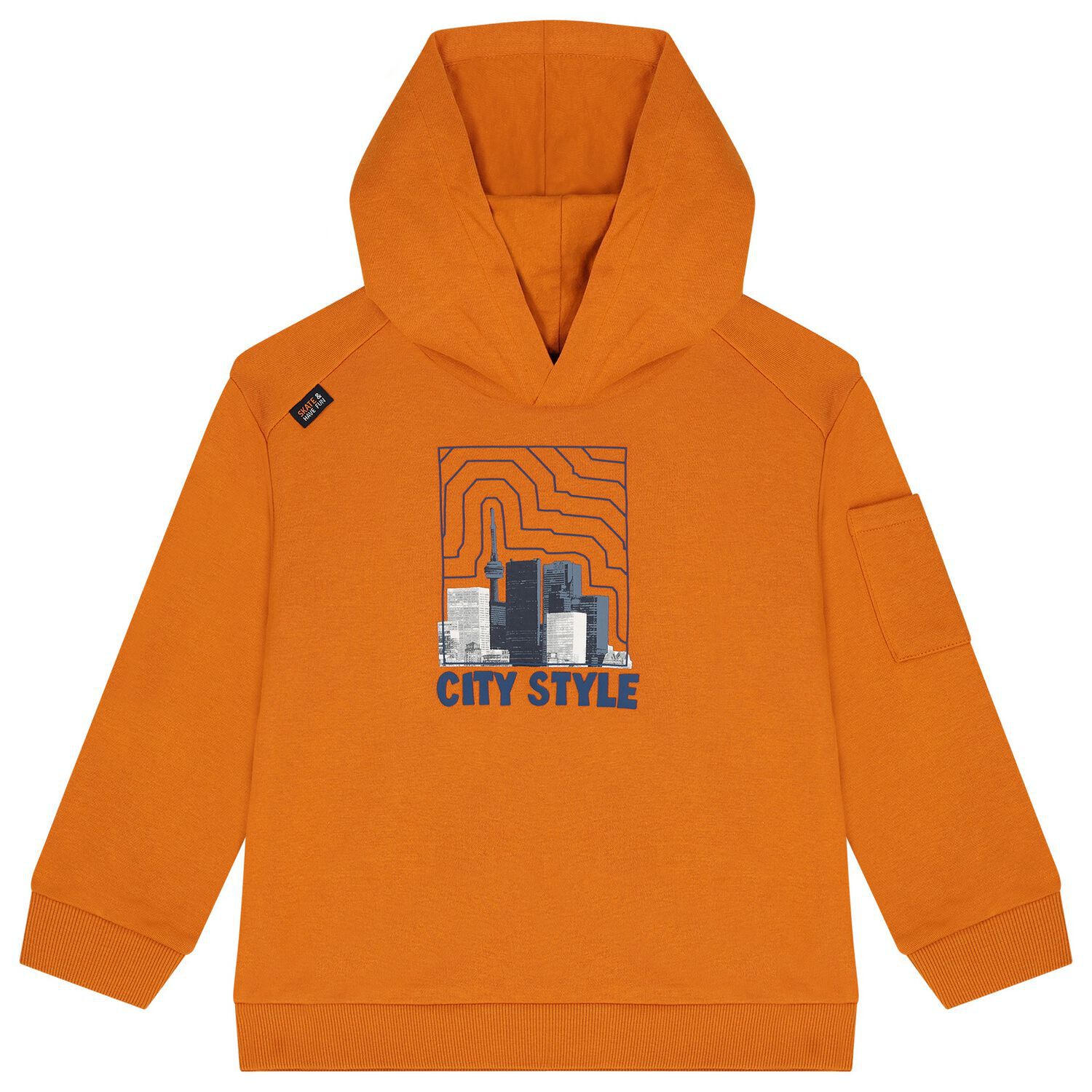 Boys Orange Hooded Top, 1, hi-res image number null