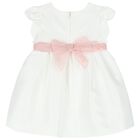 Baby Girls Ivory Flower Satin Dress Set, 1, hi-res