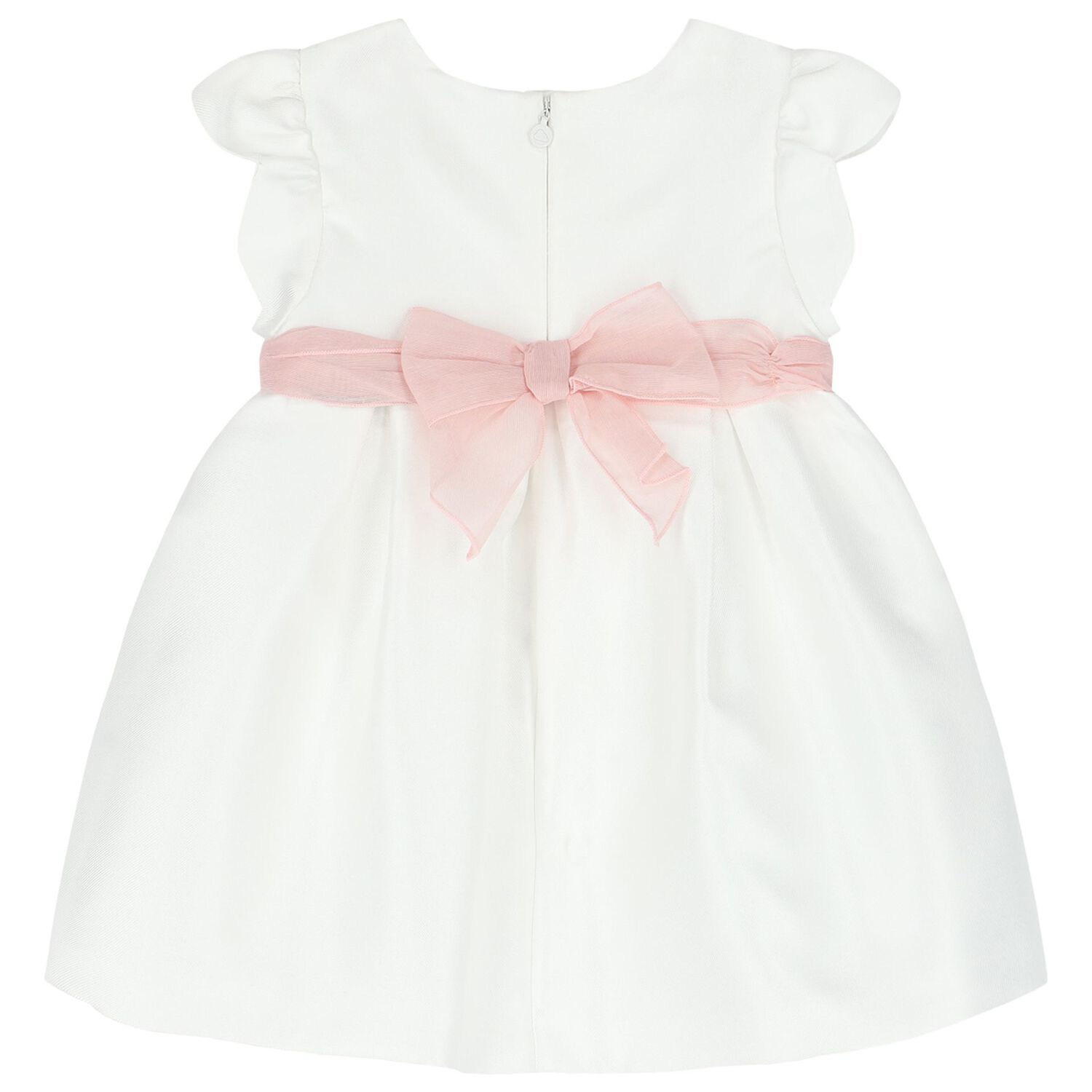 Baby Girls Ivory Flower Satin Dress Set, 1, hi-res