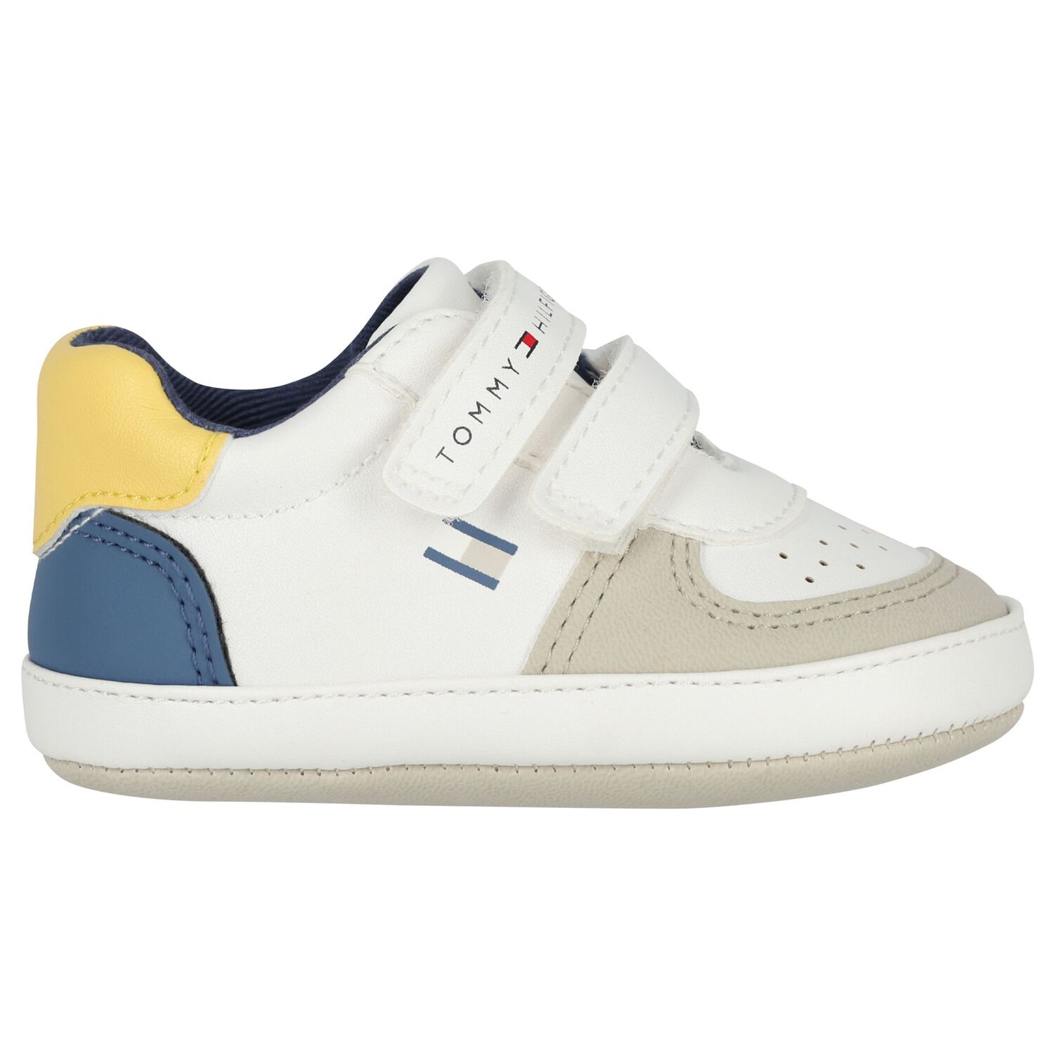 Baby Boys White & Beige Pre Walker Shoes, 1, hi-res