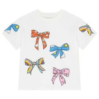 Girls White Bow T-Shirt