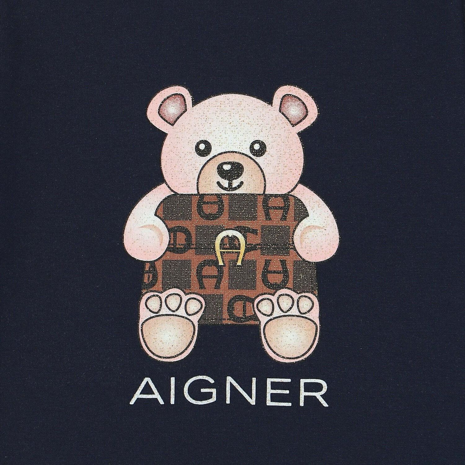 Girls Navy Teddy Bear T-Shirt, 3, hi-res image number null