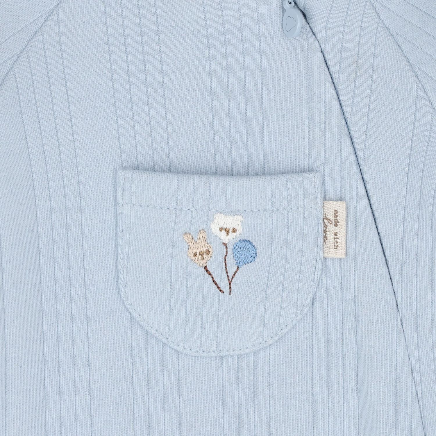 Baby Boys Blue Balloon Motif Ribbed Romper, 3, hi-res