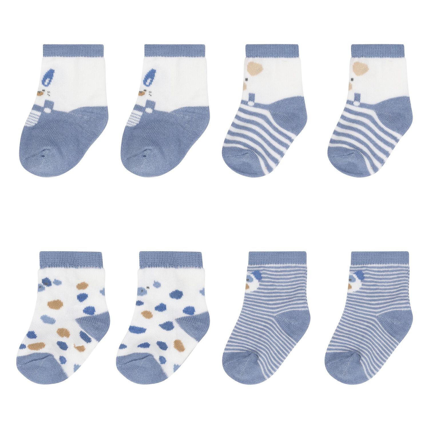 Baby Boys Blue & White Socks (4 Pack), 1, hi-res image number null