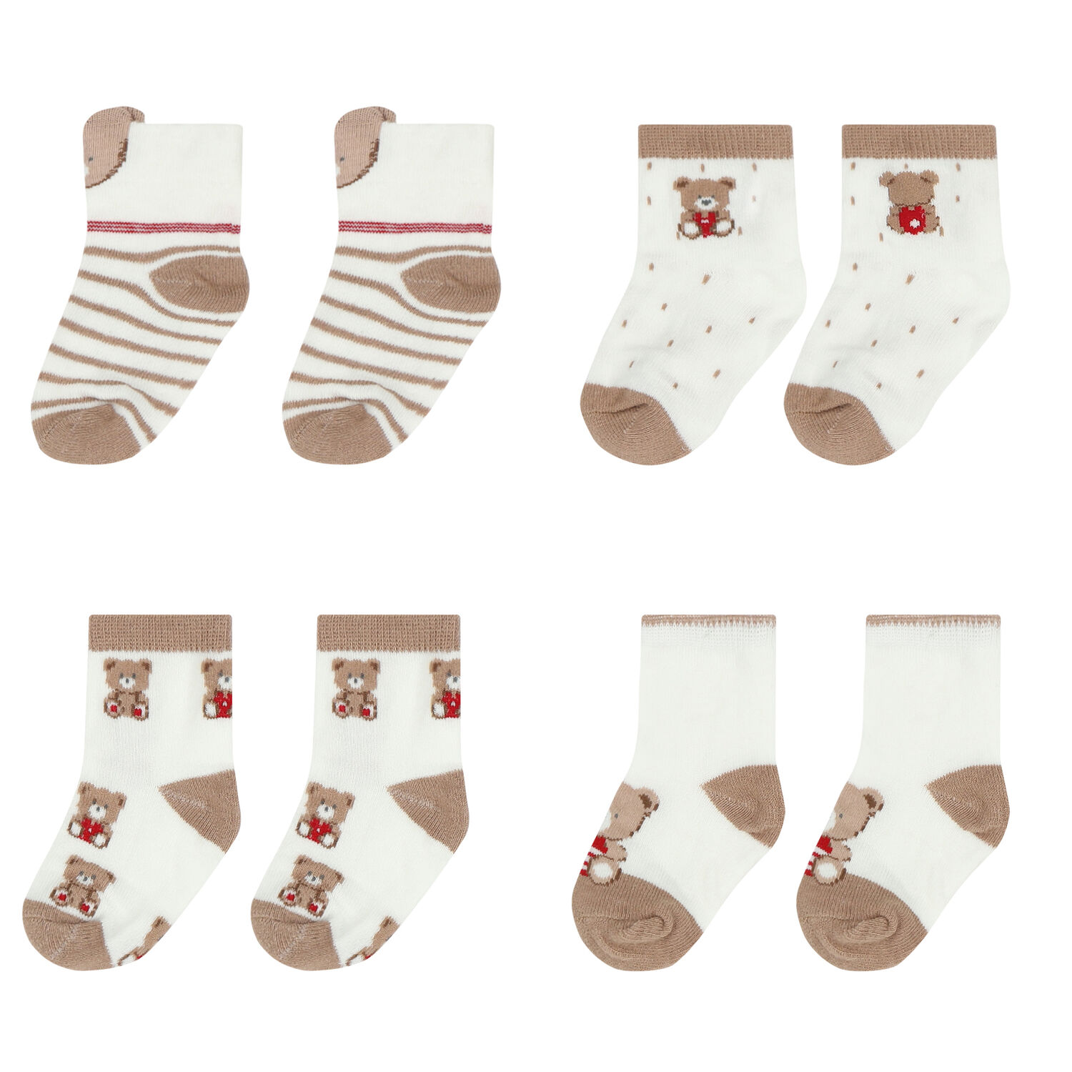 Beige & Ivory Teddy Socks ( 4-Pack ), 1, hi-res