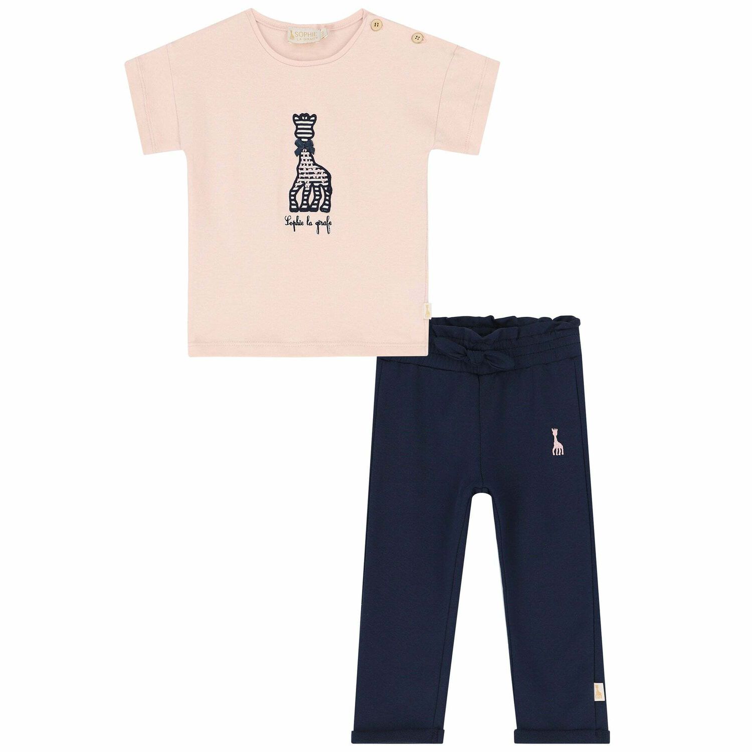 Baby Girls Pink & Navy T-Shirt Set , 1, hi-res