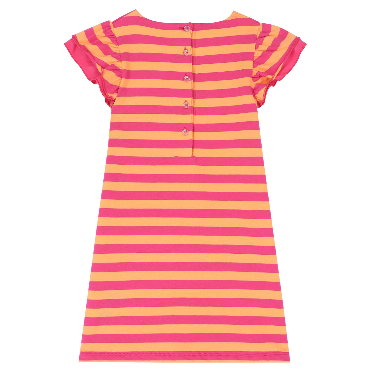 Girls Pink & Orange Striped Dress, 2, hi-res
