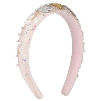Girls Pink Flower Sequin Headband
