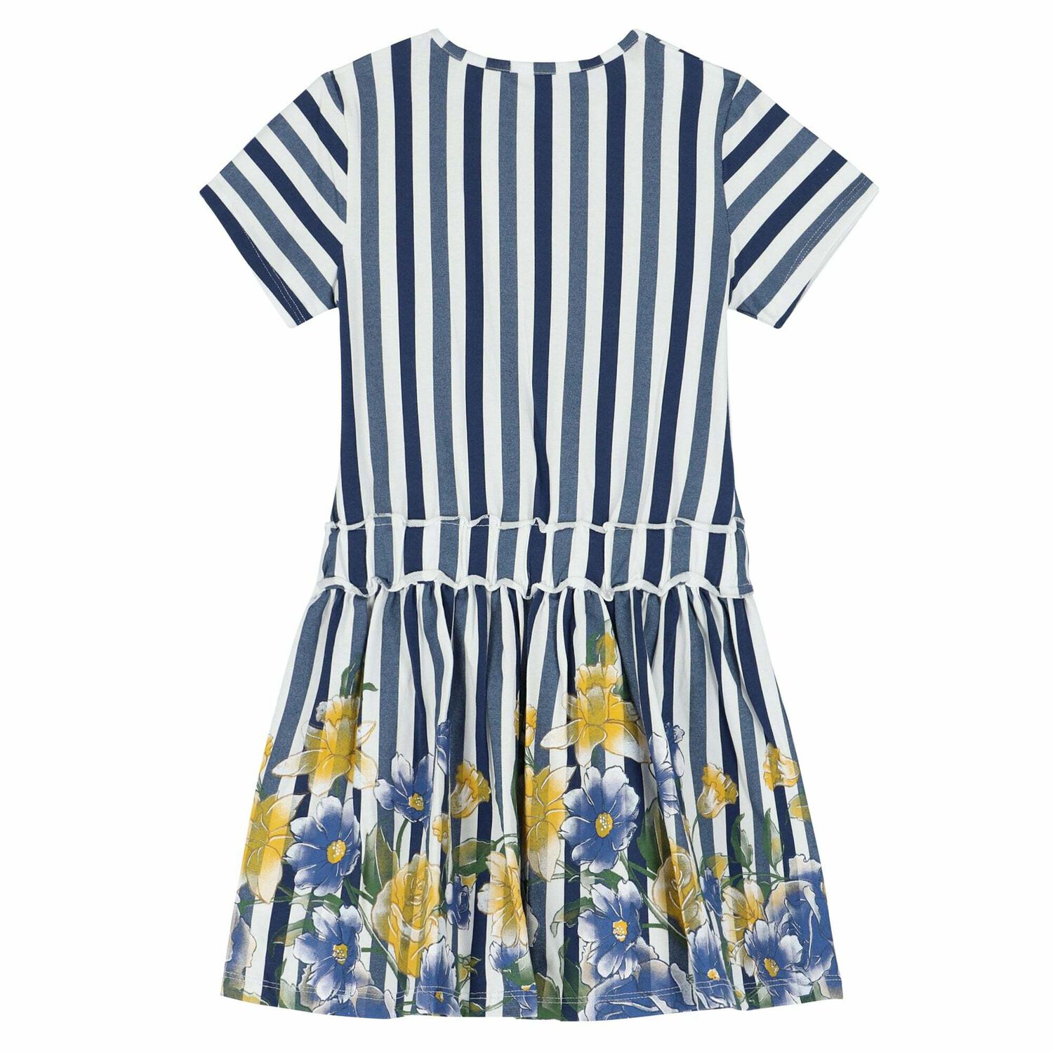 Girls Blue & White Striped Dress, 1, hi-res
