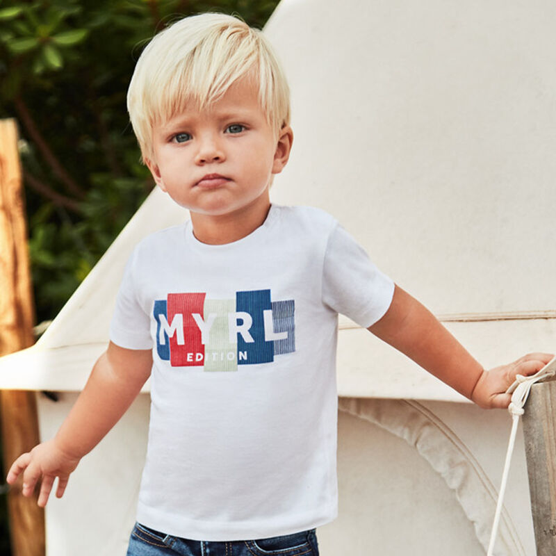 Younger Boys White Logo T-Shirt, 1, hi-res image number null