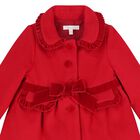 Younger Girls Red Bow Ruffle Coat , 1, hi-res
