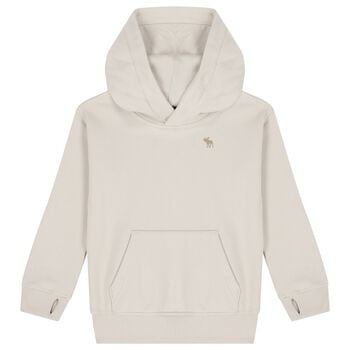 Boys Beige Logo Hooded Top