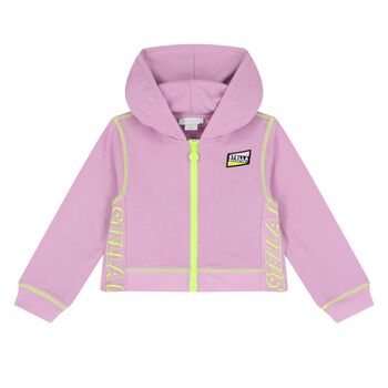 Girls Purple Logo Hooded Zip Up Top