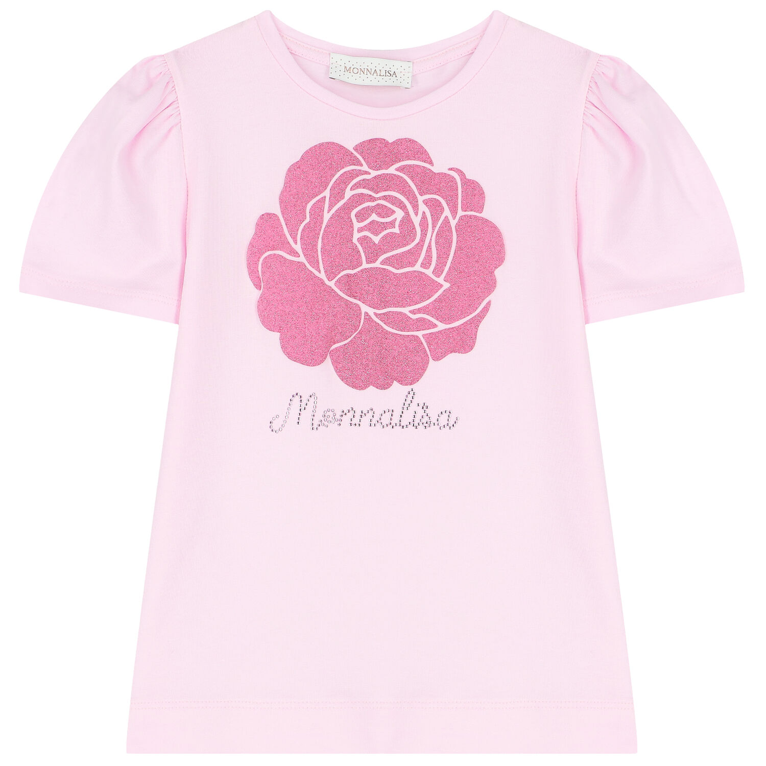 Girls Pink Rose & Logo T-Shirt, 2, hi-res