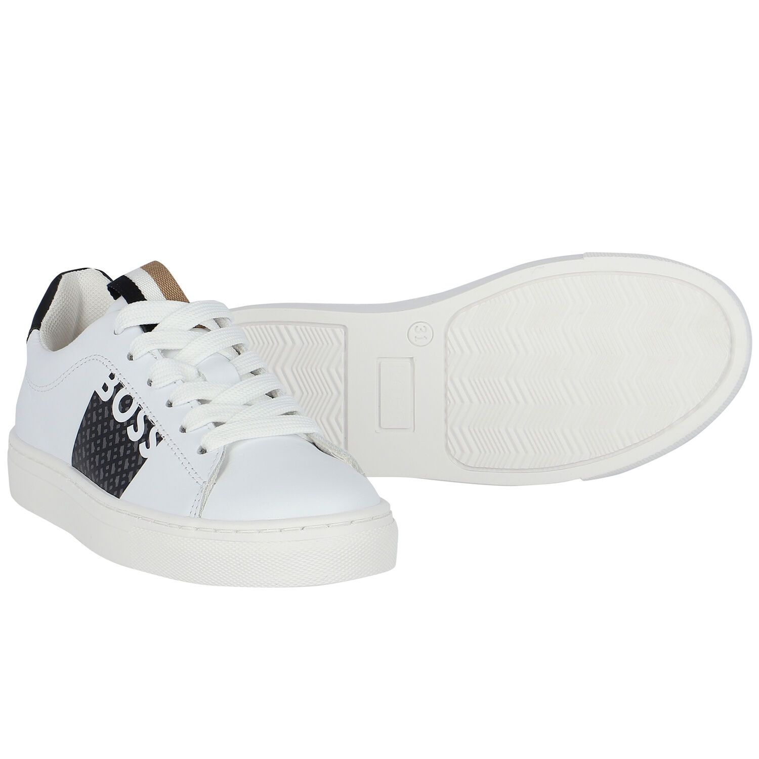 Boys White Logo Trainers, 1, hi-res image number null