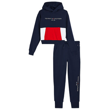 Girls Navy Logo Tracksuit