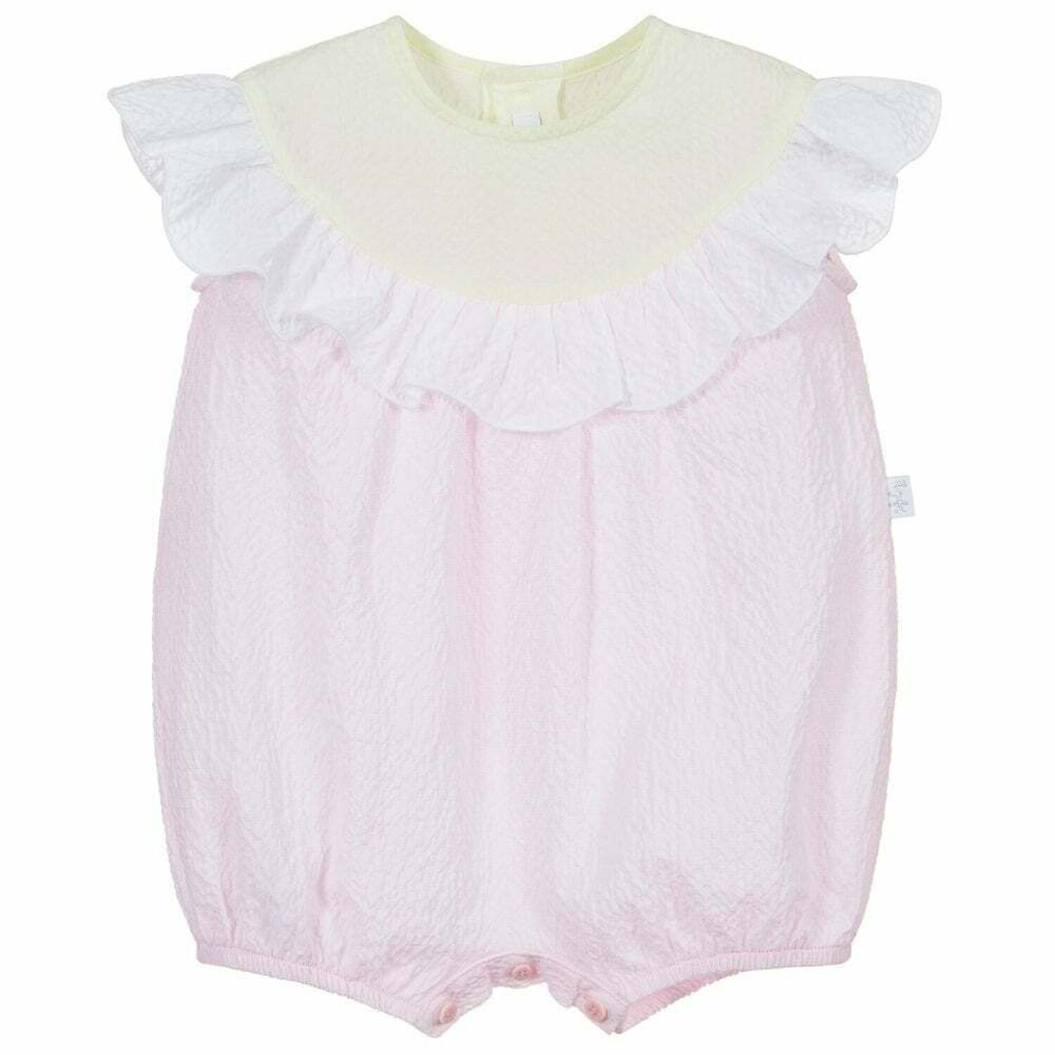 Baby Girls Pink, Yellow & White Romper, 1, hi-res