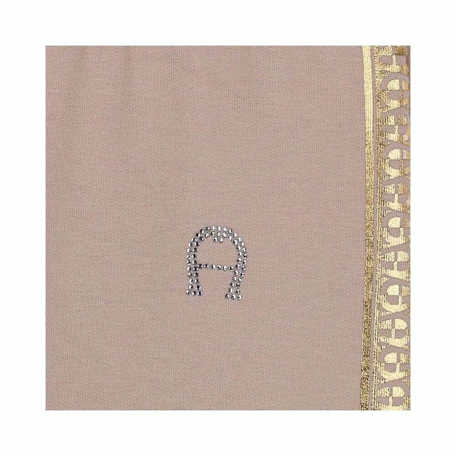 Girls Nude & Gold Logo Leggings, 1, hi-res