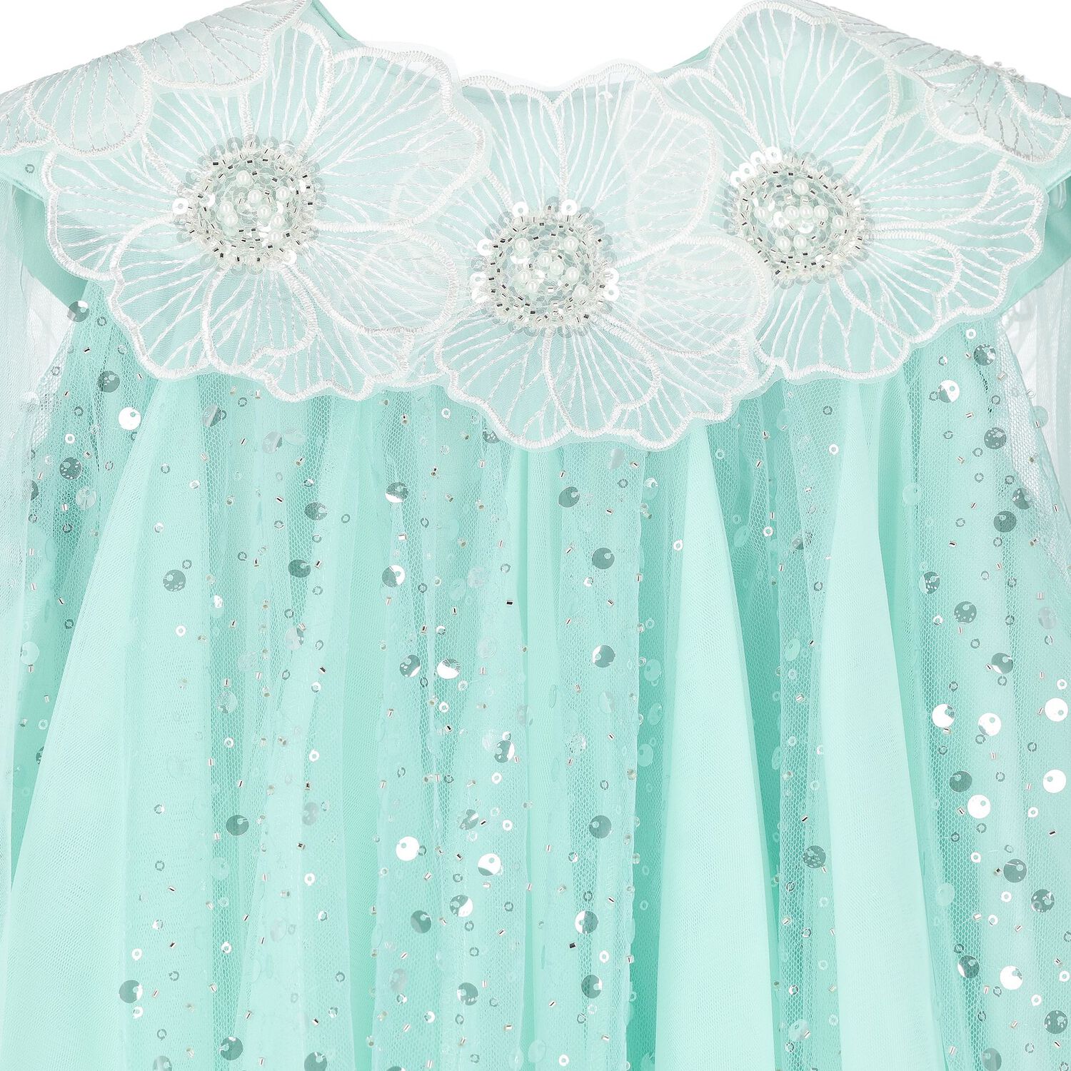 Girls Green Sequin Tulle Dress, 1, hi-res image number null
