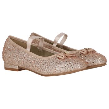 Girls Gold Embellished Shoes