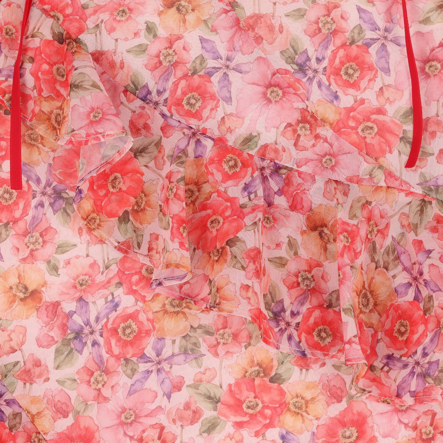 Girls Pink Floral Ruffle Maxi Dress, 1, hi-res
