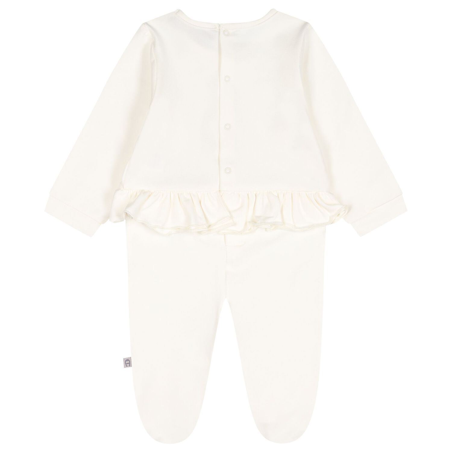 Baby Girls Ivory & Gold Logo Babygrow, 1, hi-res