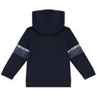 Younger Boys Navy Blue Logo Zip Up Top, 1, hi-res