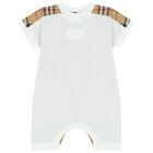 White & Beige Check Baby Romper, 1, hi-res