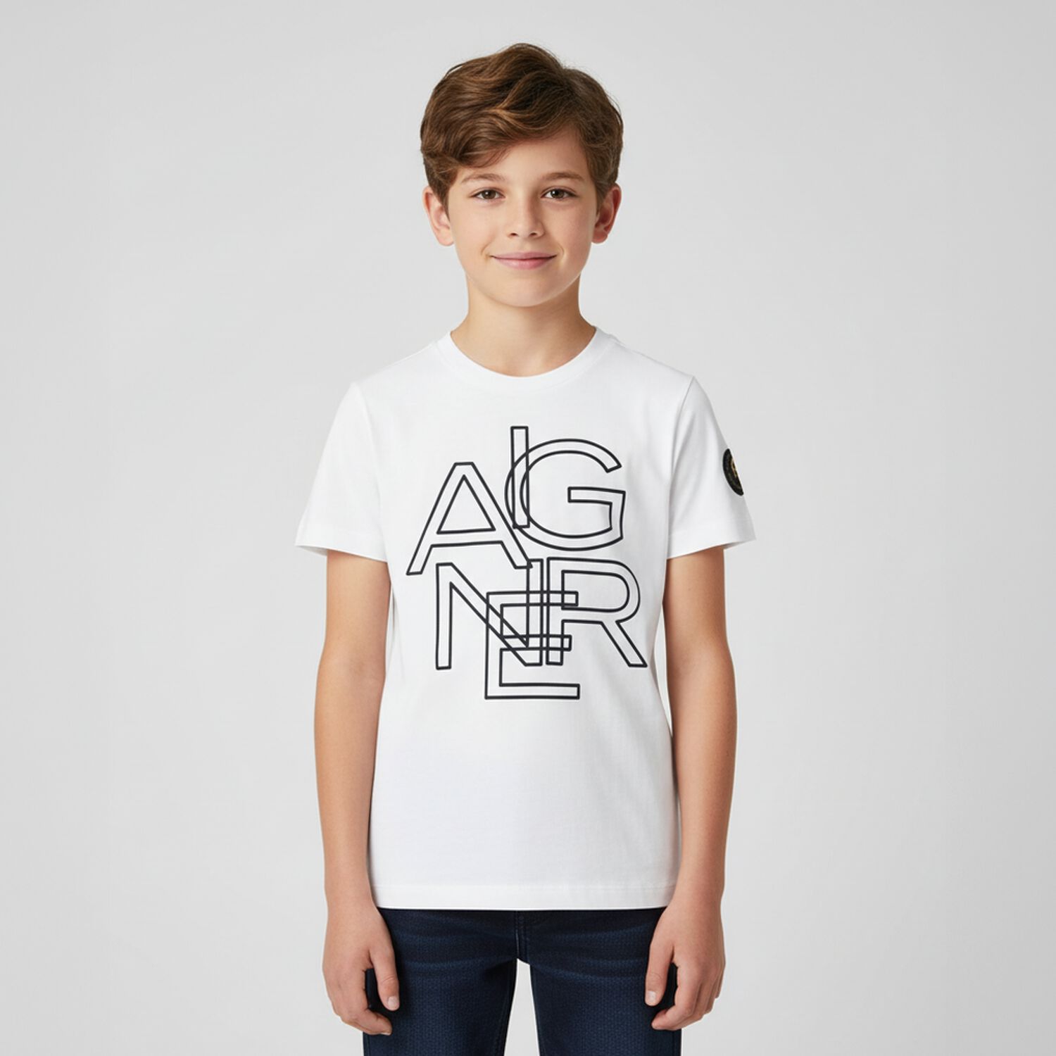 Boys White Logo T-Shirt, 1, hi-res