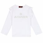 Girls White Logo Top, 3, hi-res