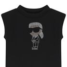 Girls Black Logo Dress, 1, hi-res