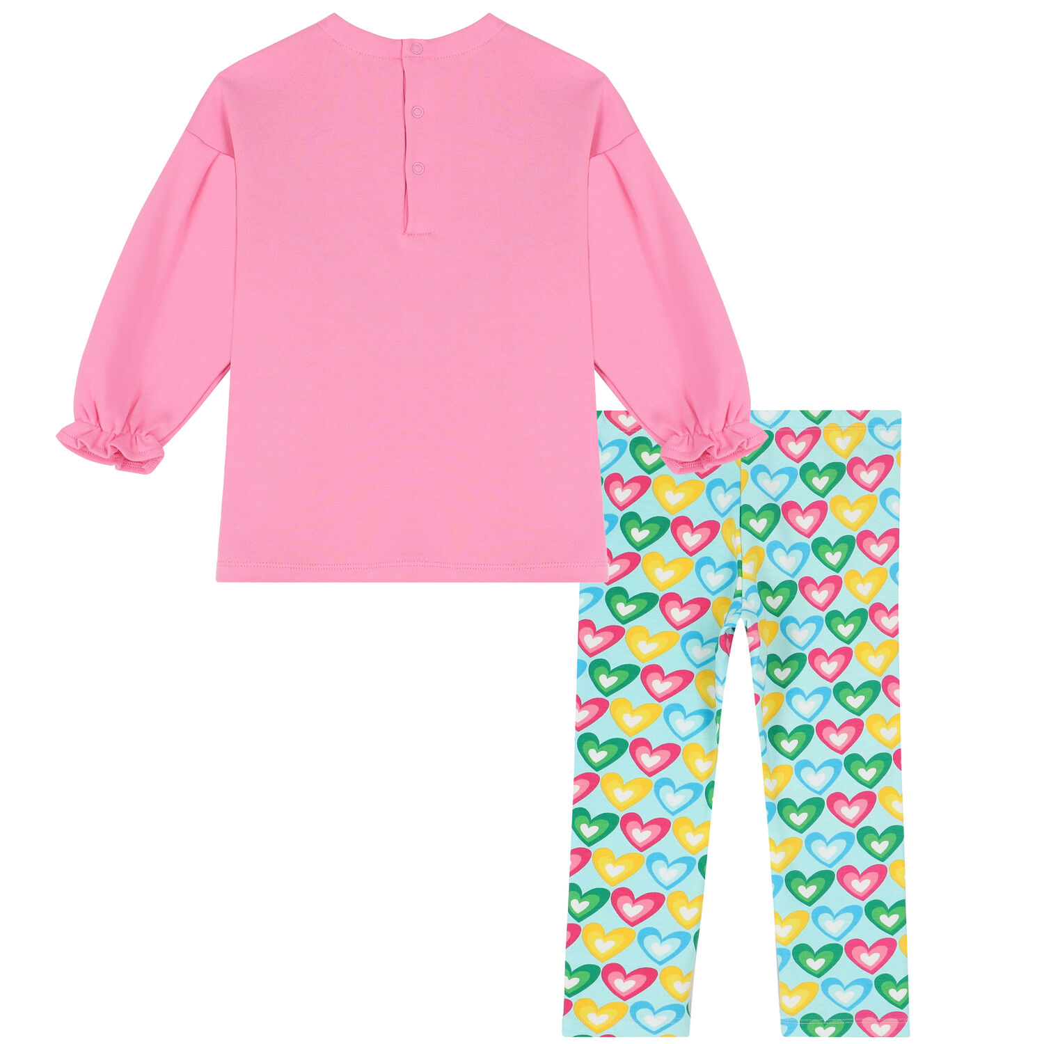 Girls Pink & Blue Heart Leggings Set, 1, hi-res
