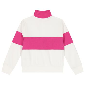 Girls White & Pink Logo Sweatshirt